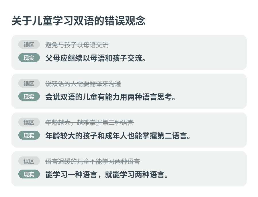 关于儿童学习双语的错误观念:误区与现实